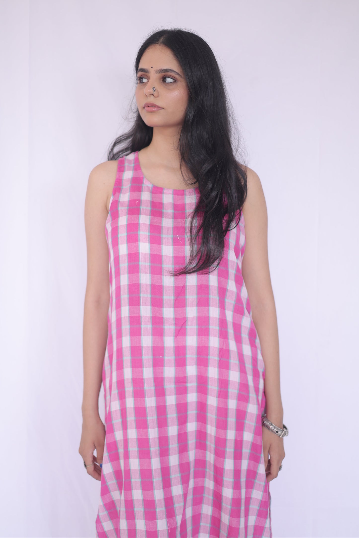 Handloom Madras Check Relaxed Shift Kurta