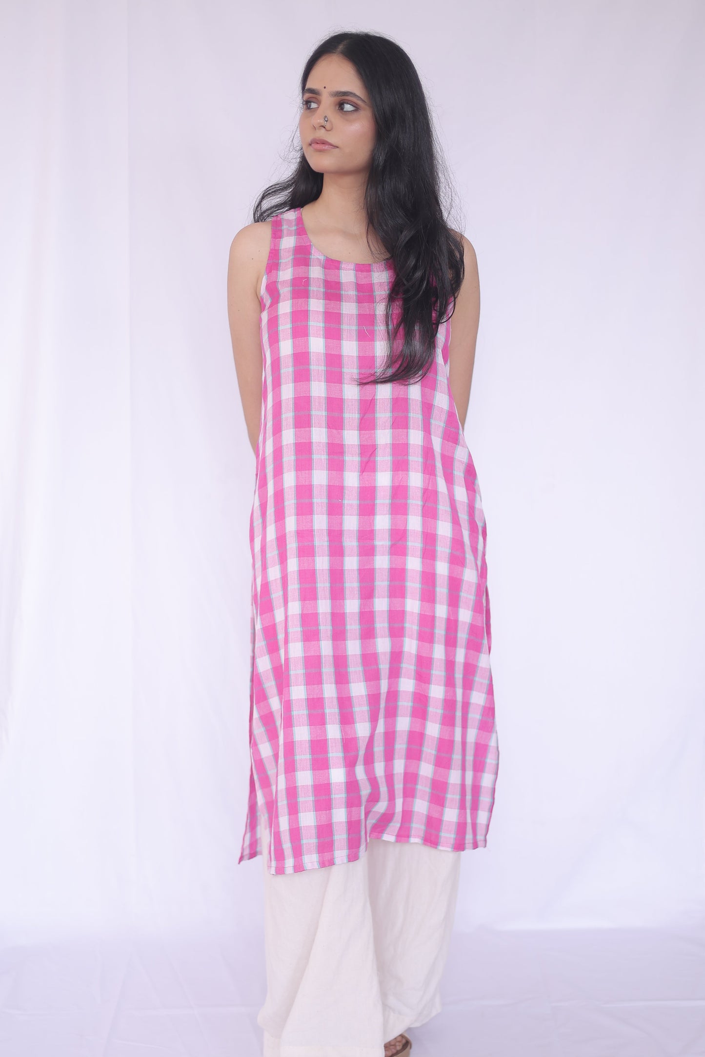 Handloom Madras Check Relaxed Shift Kurta