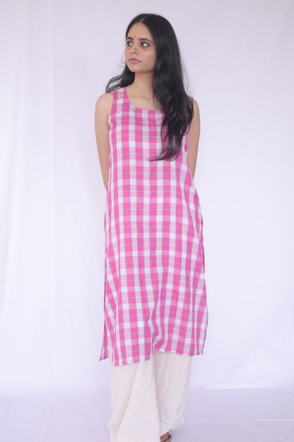 Handloom Madras Check Relaxed Shift Kurta