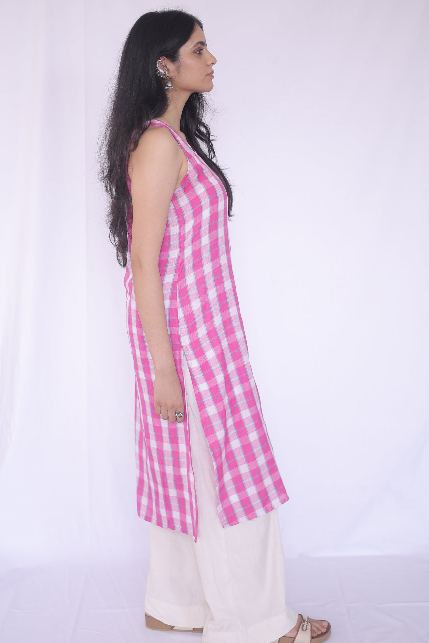 Handloom Madras Check Relaxed Shift Kurta