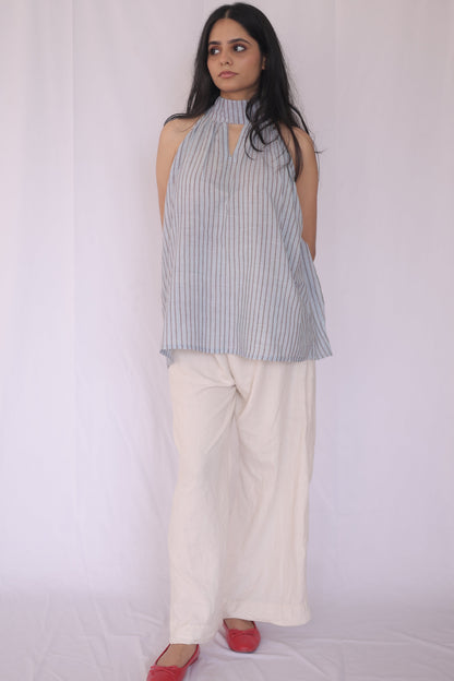 Cotton Striped Halter Neck Top