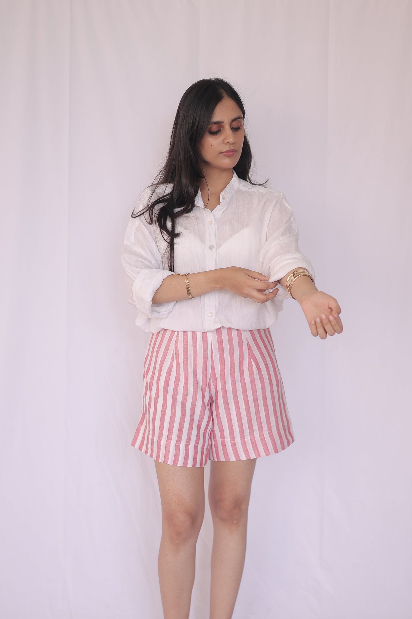 Cotton Striped Tailored Shorts
