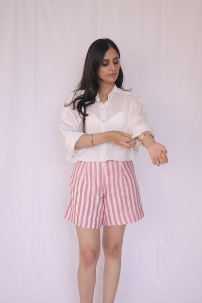 Cotton Striped Tailored Shorts
