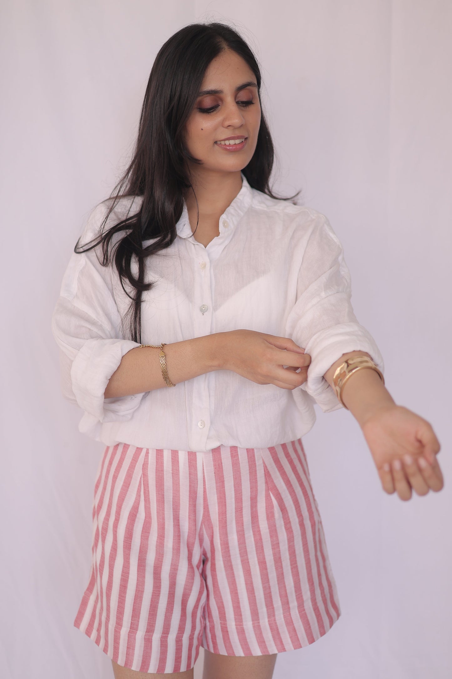 Cotton Striped Tailored Shorts