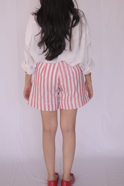 Cotton Striped Tailored Shorts